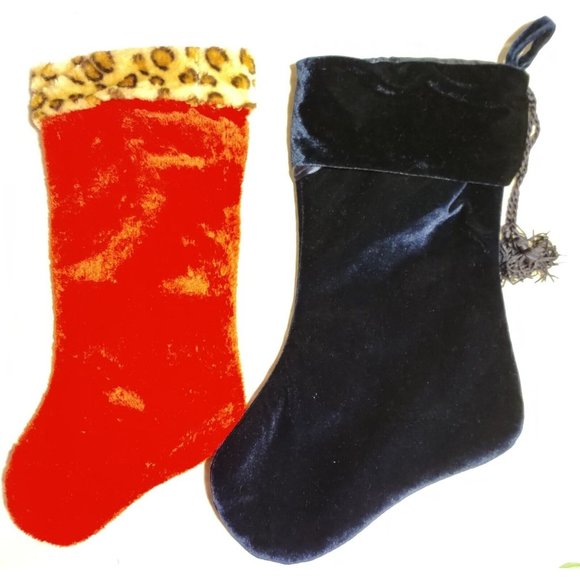 Vtg Lot of 4 Assorted Christmas Stocking - Bells, Elf, Monogram M, Leopard Trim - Picture 4 of 11